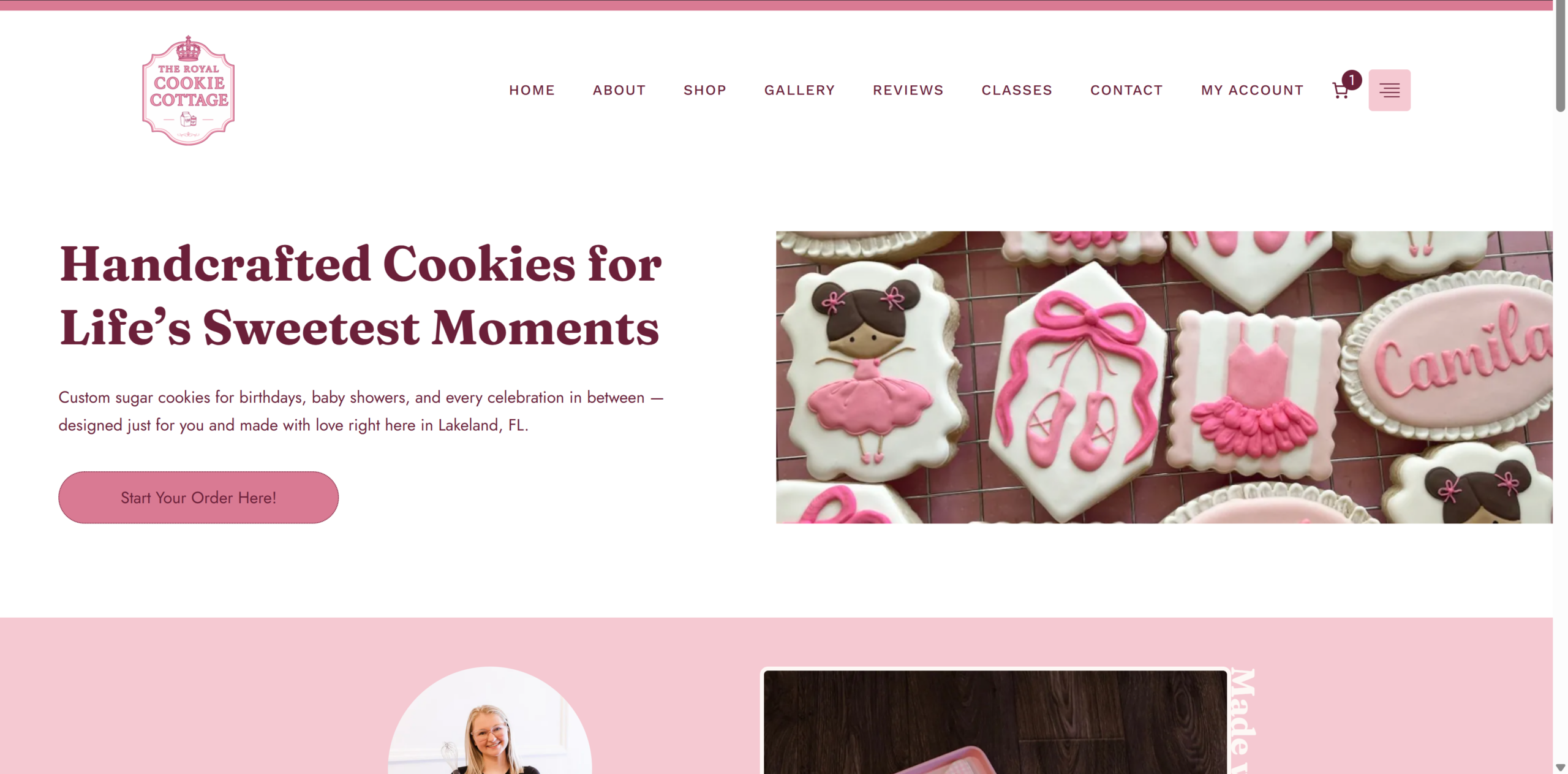 The Royal Cookie Cottage homepage preview